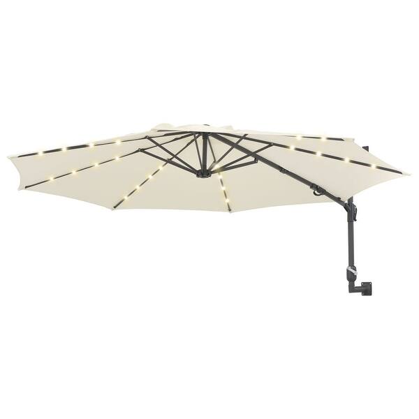 vidaXL Wallmounted Parasol with LEDs and Metal Pole 118.1" Sand Bed